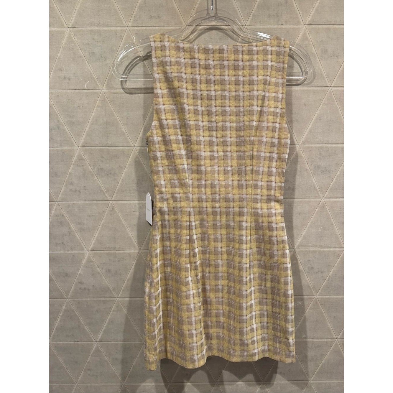 Nwt Revolve Song Of Style Tan, Cream, Yellow Plaid Cut Out Neck Mini Dress Xs — image 4 of 8